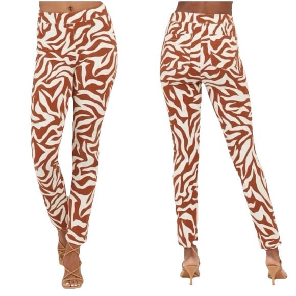 Spanx Pants - Spanx Stylish Brown and White Patterned Women's Pants Size M
